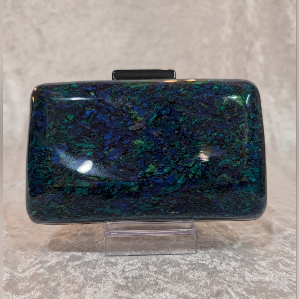 Vintage Style Modern Acrylic Clutch Blue And Green